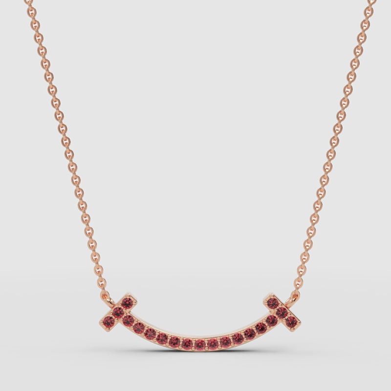Ruby Smile Pendant Necklace With Chain - One