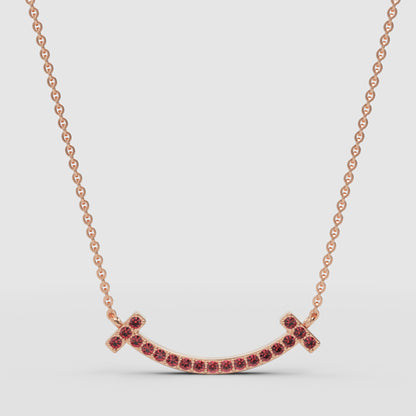 Ruby Smile Pendant Necklace With Chain - One