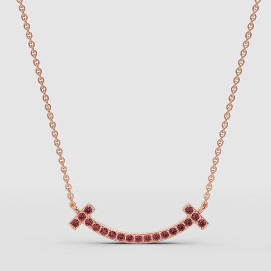 Ruby Smile Pendant Necklace With Chain - One