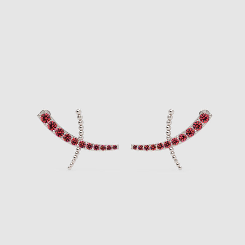 Ruby Dragonfly Ear Crawler Earrings With Beaded Accents - Three