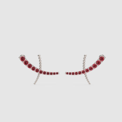 Ruby Dragonfly Ear Crawler Earrings With Beaded Accents - Three