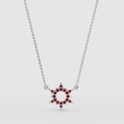 Ruby Starburst Pendant Necklace With Chain - Three