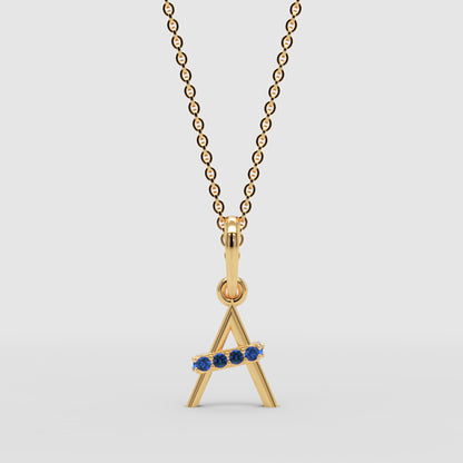 Blue Sapphire Triangle Pendant Necklace - Three