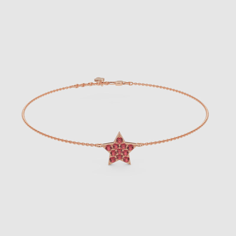 Ruby Star Pendant Bracelet With Double Chain Design - Three