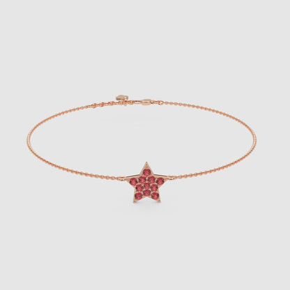 Ruby Star Pendant Bracelet With Double Chain Design - Three