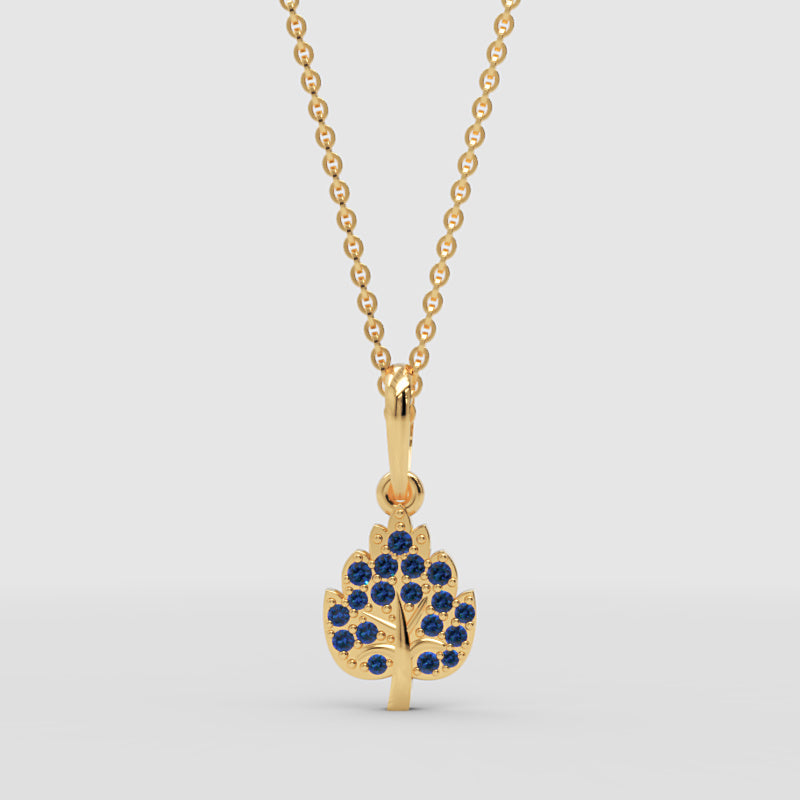 Blue Sapphire Tree Of Life Pendant Necklace - Four