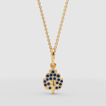 Blue Sapphire Tree Of Life Pendant Necklace - Four