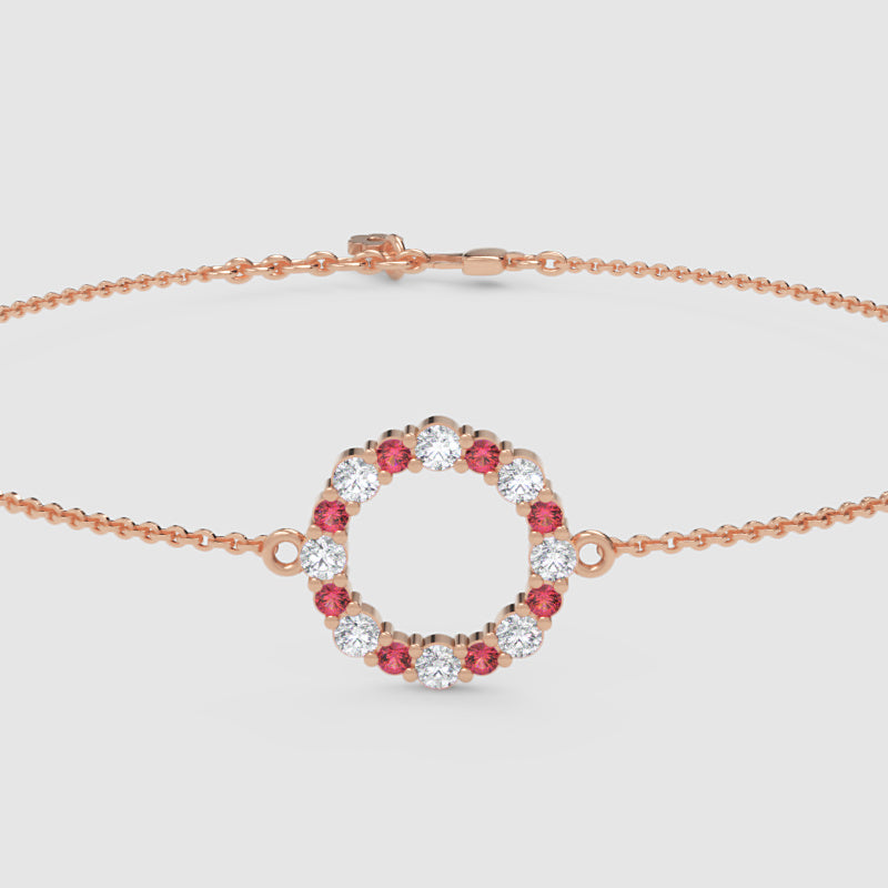 Ruby And Diamond Open Circle Bracelet - Three
