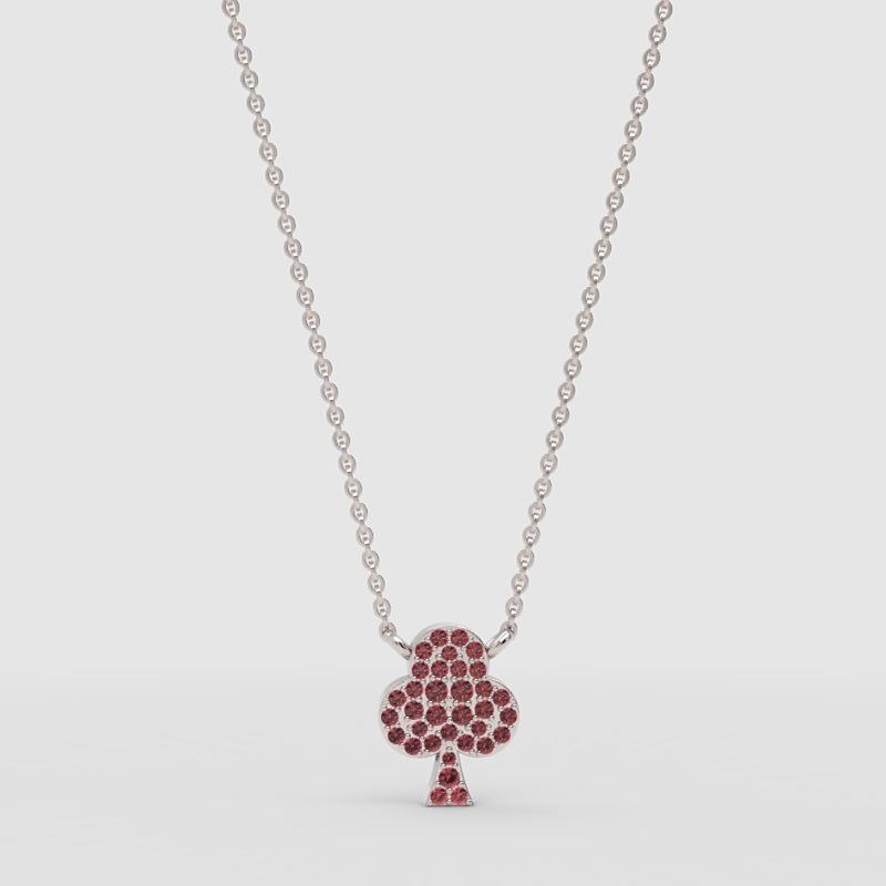 Ruby Pav Club Pendant Necklace With Ball Chain - Three