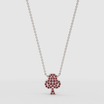 Ruby Pav Club Pendant Necklace With Ball Chain - Three