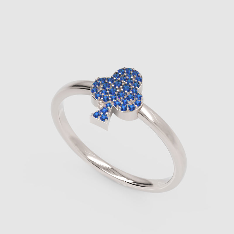 Blue Sapphire Clover Stackable Ring - Three