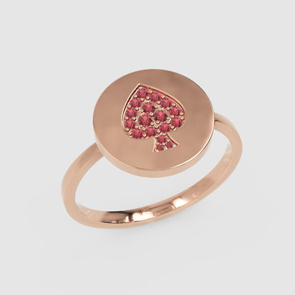 Ruby Spade Disc Signet Ring - Three