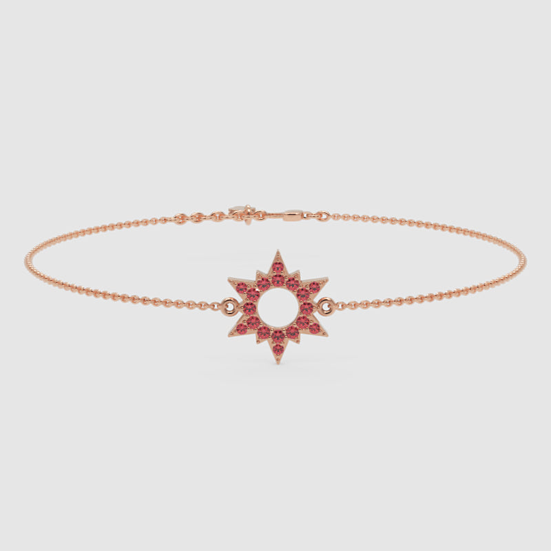 Pink Crystal Starburst Bracelet With Open Center Design - Three