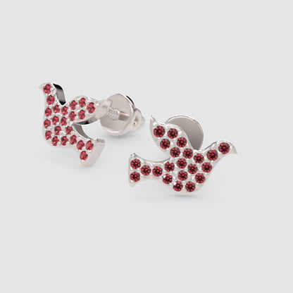 Ruby Pav Dove Bird Stud Earrings With Screw Back - Three