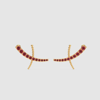 Ruby Dragonfly Ear Crawler Earrings With Beaded Accents - Four
