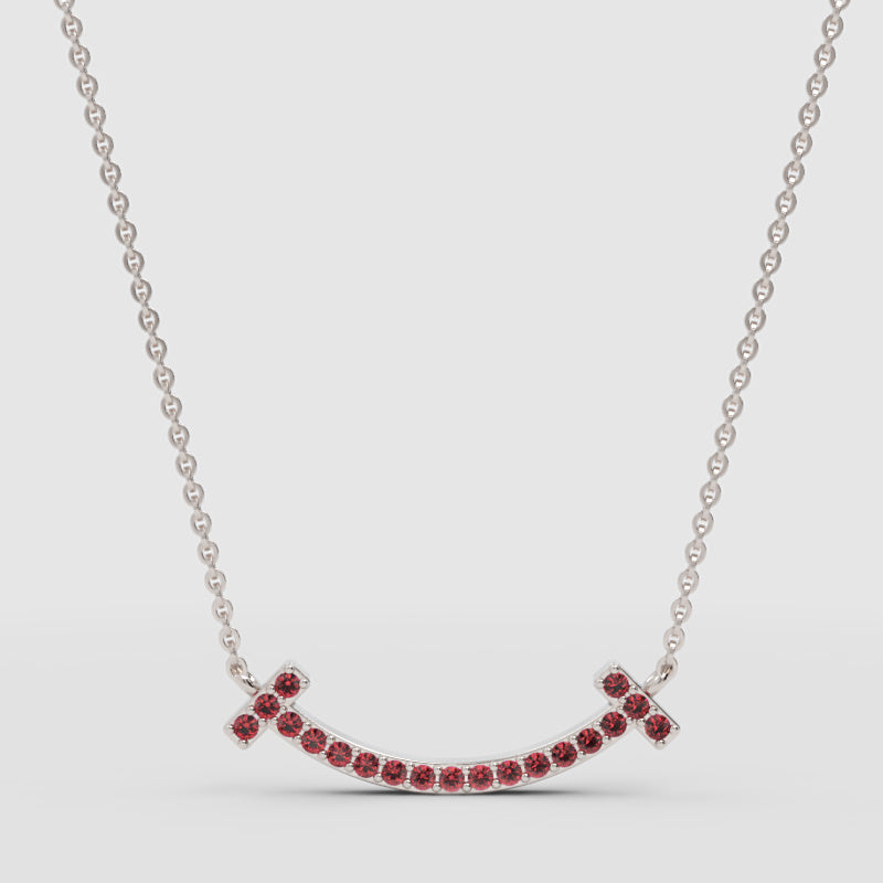 Ruby Smile Pendant Necklace With Chain - Three