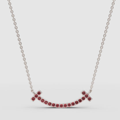 Ruby Smile Pendant Necklace With Chain - Three