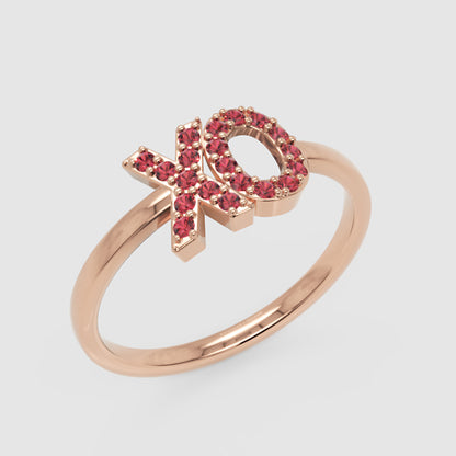 Xo Hugs And Kisses Ruby Pav Ring - Three