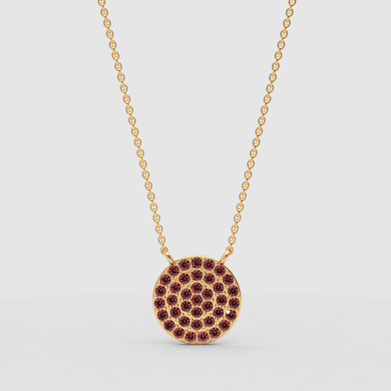 Ruby Pav Disc Pendant Necklace With Ball Chain - Three