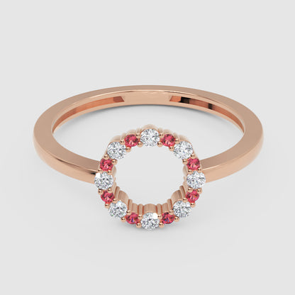 Open Circle Pink Sapphire And Diamond Ring - One