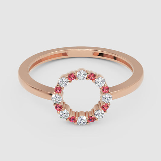 Open Circle Pink Sapphire And Diamond Ring - One