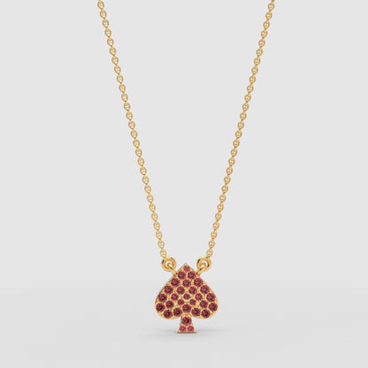 Ruby Spade Pendant Necklace - Three