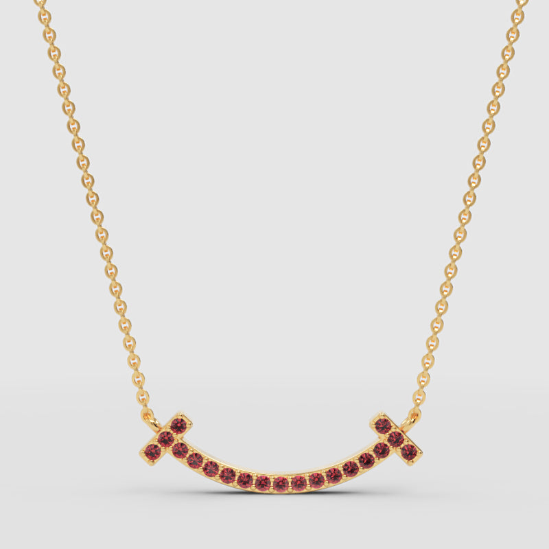 Ruby Smile Pendant Necklace With Chain - Four