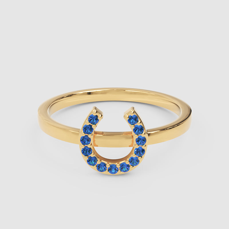 Blue Crystal Horseshoe Ring - Four