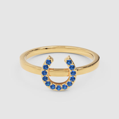 Blue Crystal Horseshoe Ring - Four