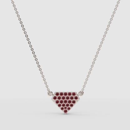 Pav Garnet Heart Pendant Necklace - Four