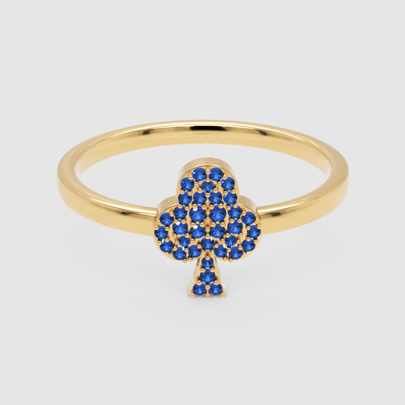 Blue Sapphire Clover Stackable Ring - Four