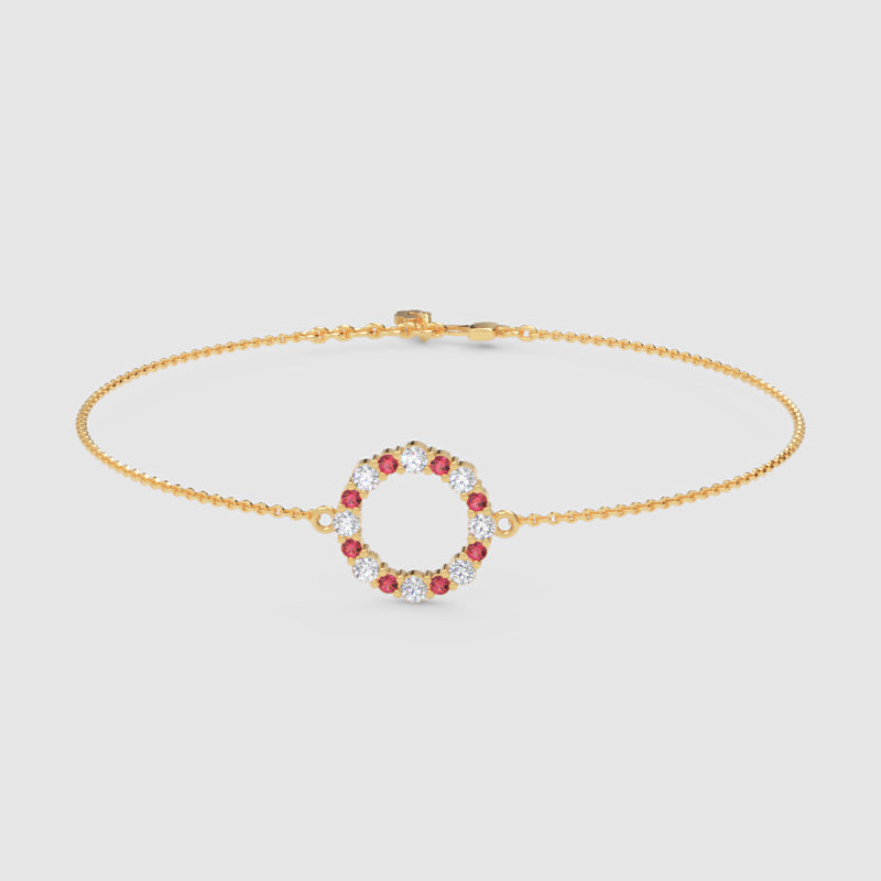 Ruby And Diamond Open Circle Bracelet - Four