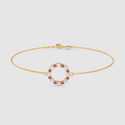 Ruby And Diamond Open Circle Bracelet - Four