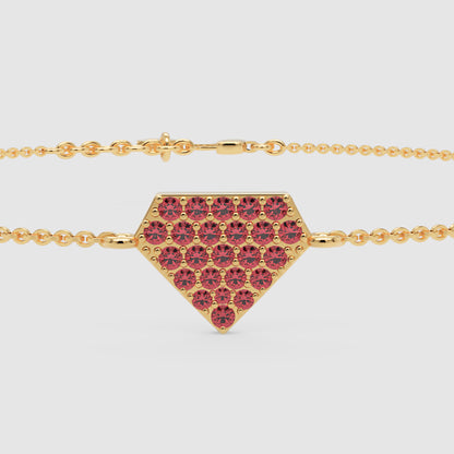 Pav Ruby Hexagon Pendant Bracelet - Four