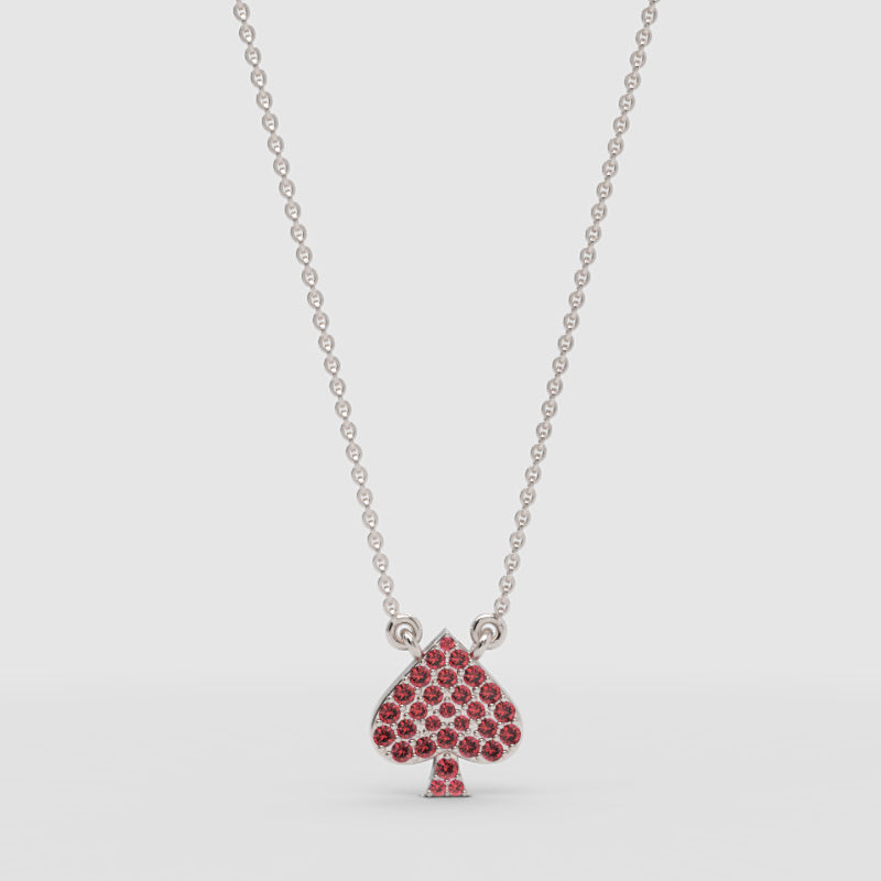 Ruby Spade Pendant Necklace - Four