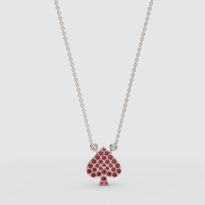 Ruby Spade Pendant Necklace - Four