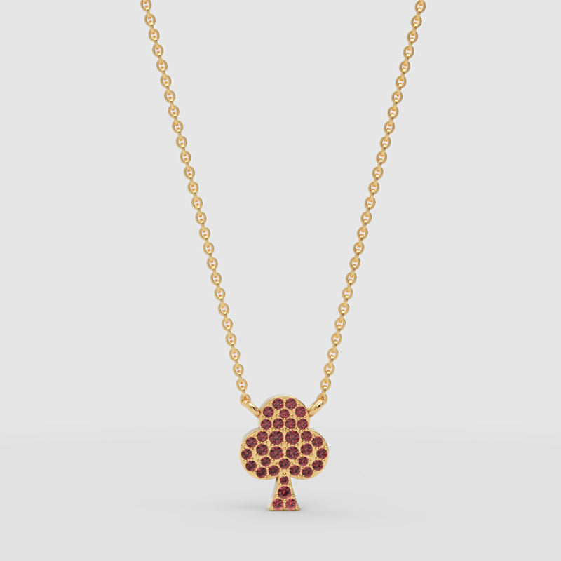 Ruby Pav Club Pendant Necklace With Ball Chain - Four