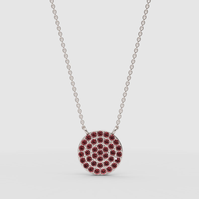 Ruby Pav Disc Pendant Necklace With Ball Chain - Four