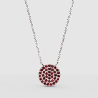 Ruby Pav Disc Pendant Necklace With Ball Chain - Four