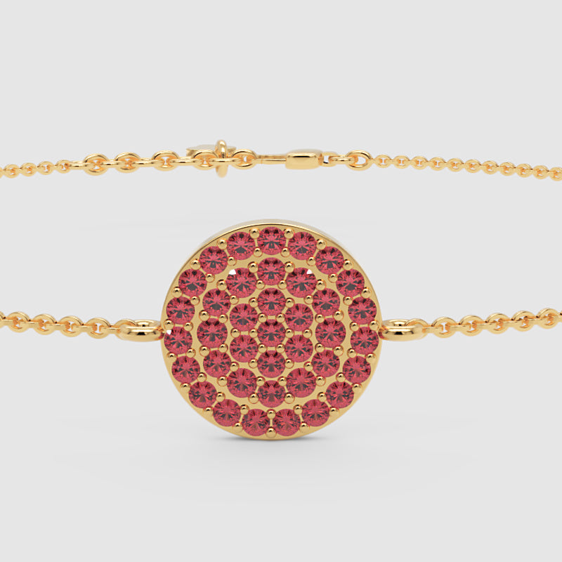 Pav Red Crystal Disc Chain Bracelet - Four