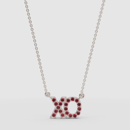 Xo Hugs And Kisses Pendant Necklace With Red Gemstones - Four