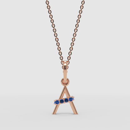 Blue Sapphire Triangle Pendant Necklace - Four