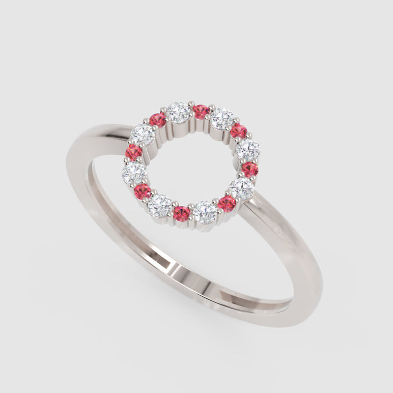 Open Circle Pink Sapphire And Diamond Ring - Four