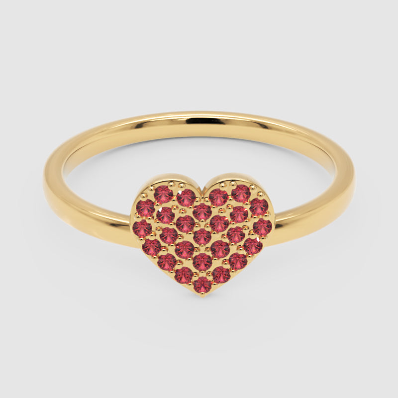 Pav Ruby Heart Ring In Rose Tone - Four