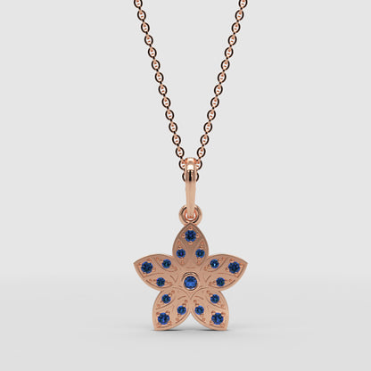 Minimalist Flower Pendant Necklace With Diamonds  White Gold Design - Four