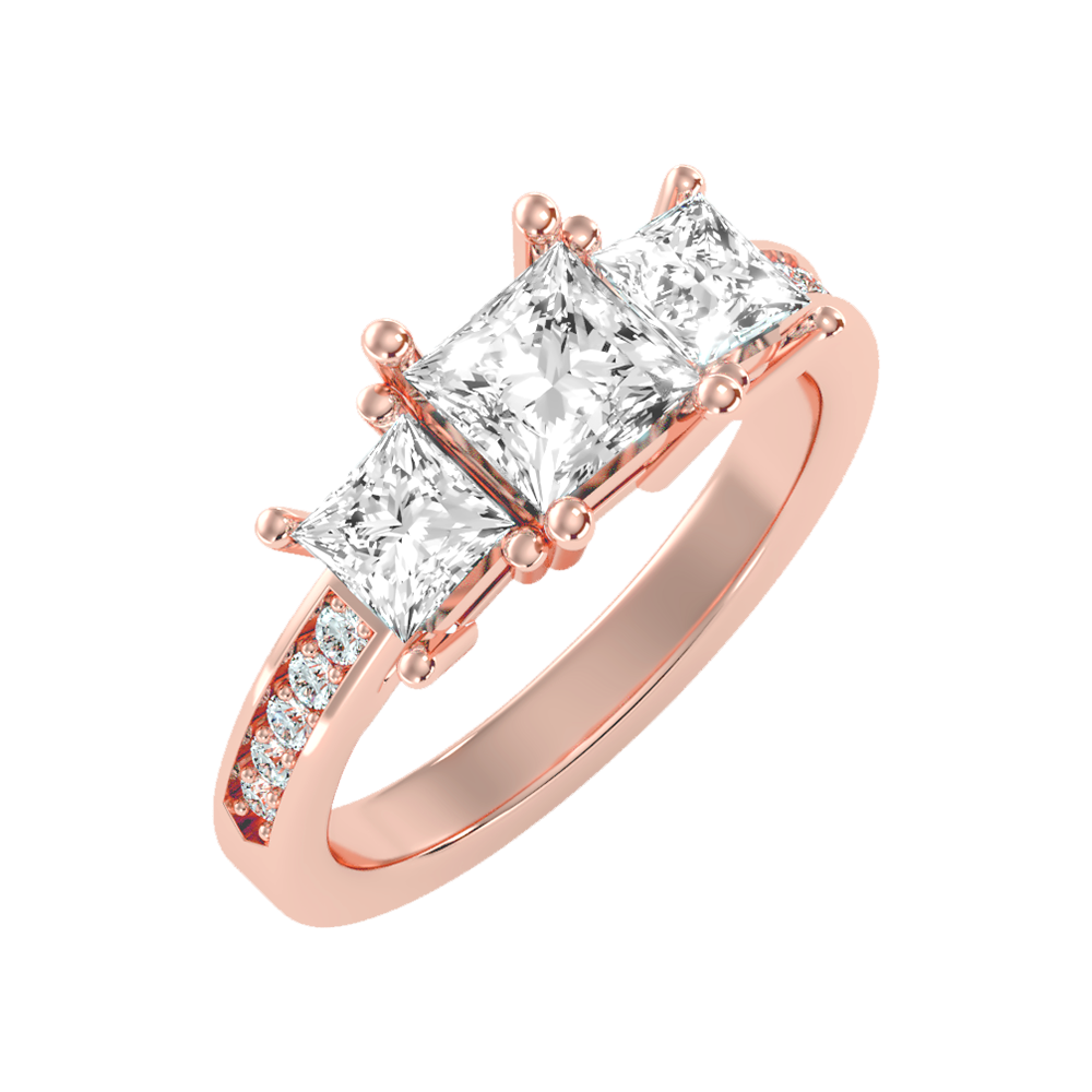 Ablaze Tri Stone Ring In 925 Sterling Silver - One