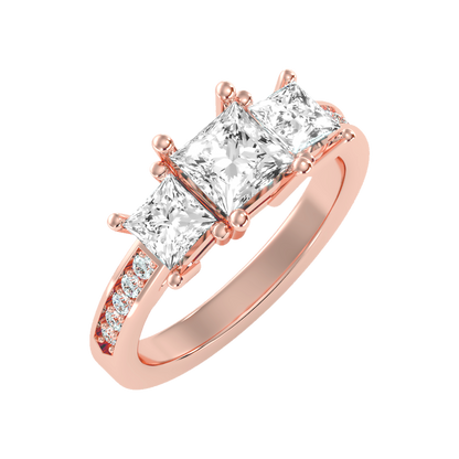 Ablaze Tri Stone Ring In 925 Sterling Silver - One