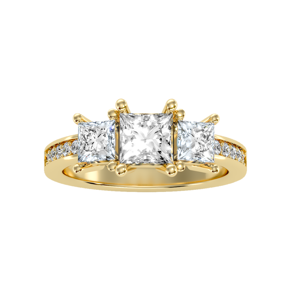 Ablaze Tri Stone Ring In 925 Sterling Silver - Ten