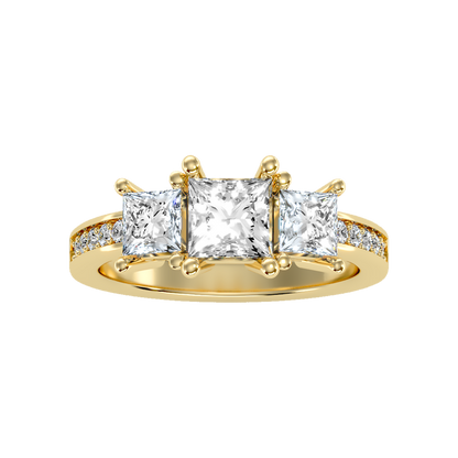 Ablaze Tri Stone Ring In 925 Sterling Silver - Ten