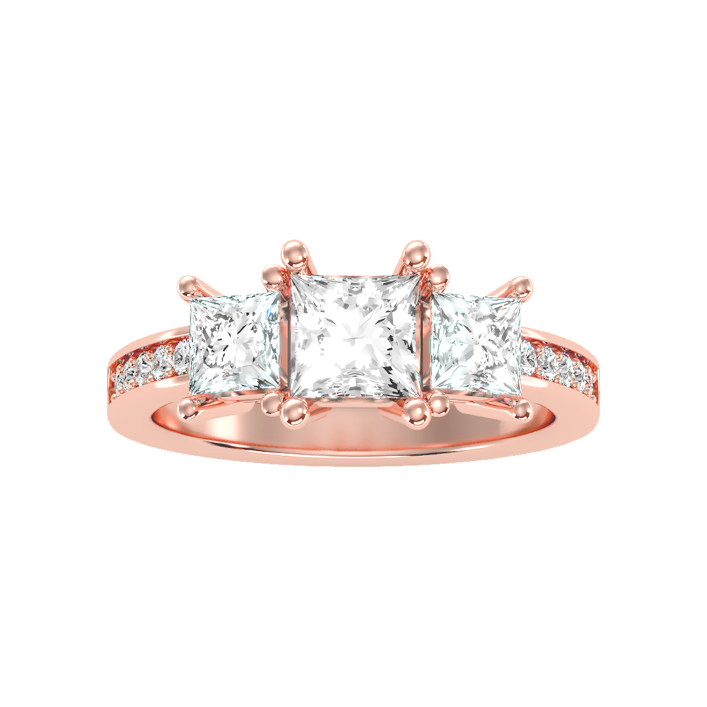 Ablaze Tri Stone Ring In 925 Sterling Silver - Two